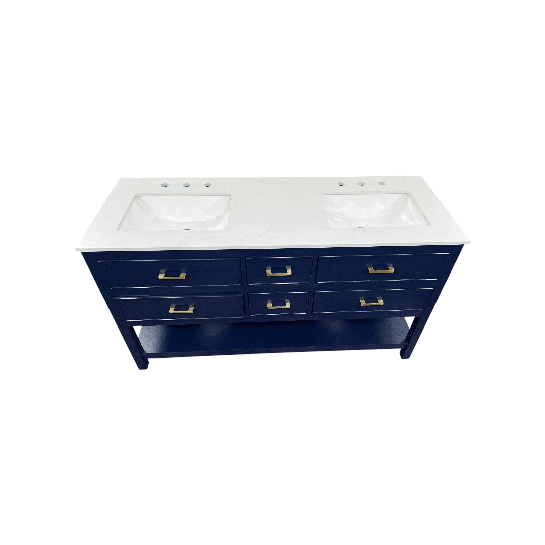 Latitude Run Brooks Double Bathroom Vanity with Marble Top - Thumbnail 4