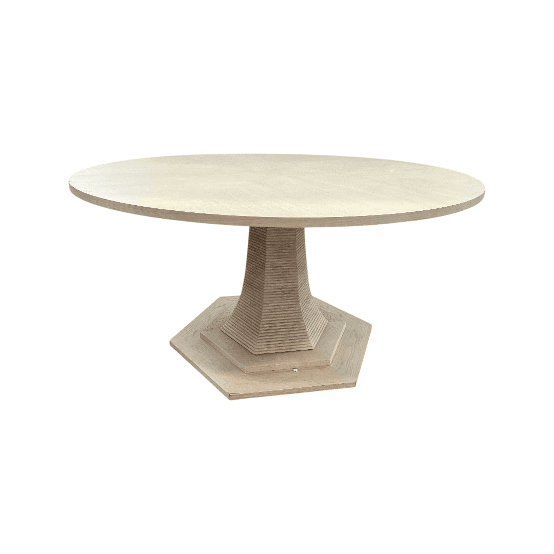 Maitland Smith Oak Round Solid Wood Dining Table - Thumbnail 6