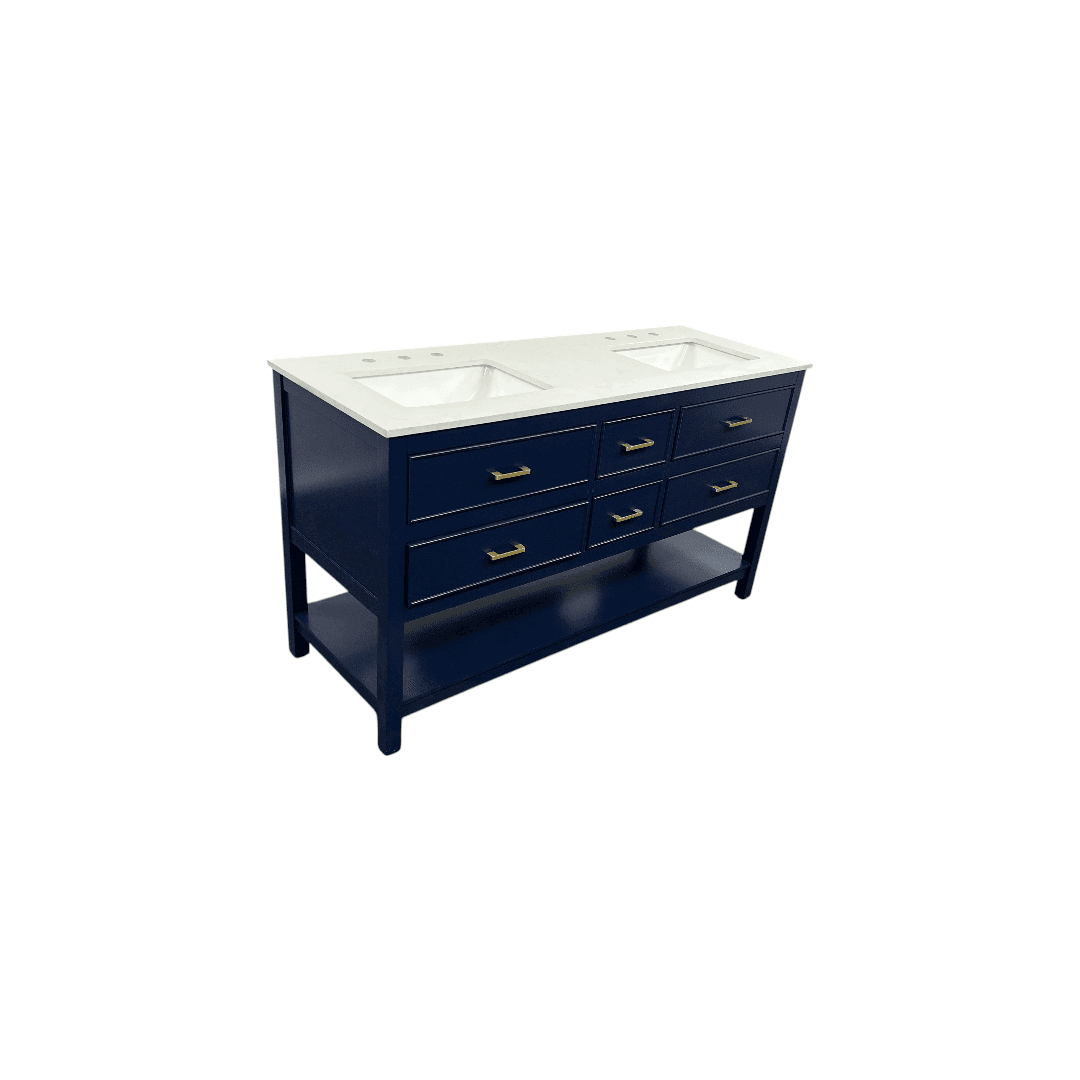 Latitude Run Brooks Double Bathroom Vanity with Marble Top - Thumbnail 5