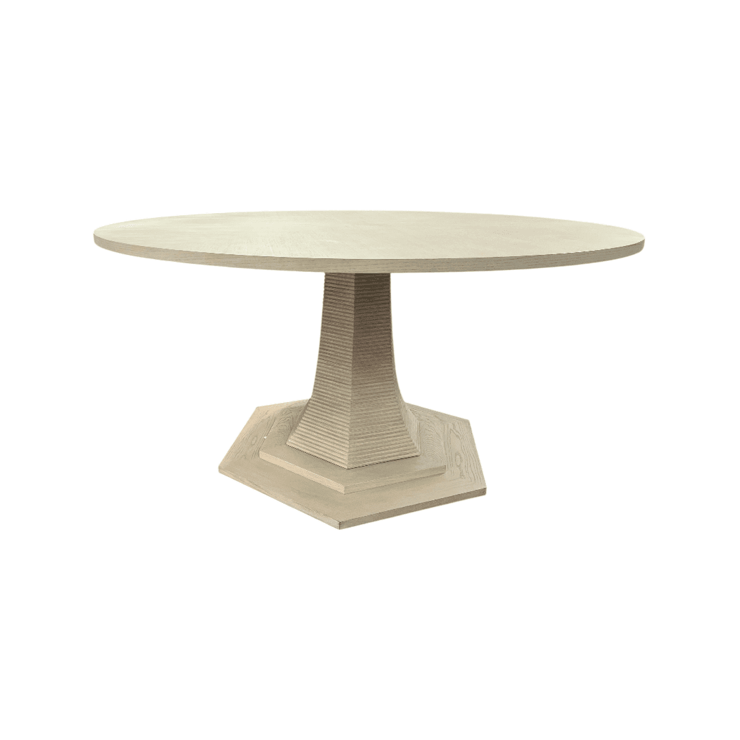 Maitland Smith Oak Round Solid Wood Dining Table - Thumbnail 2