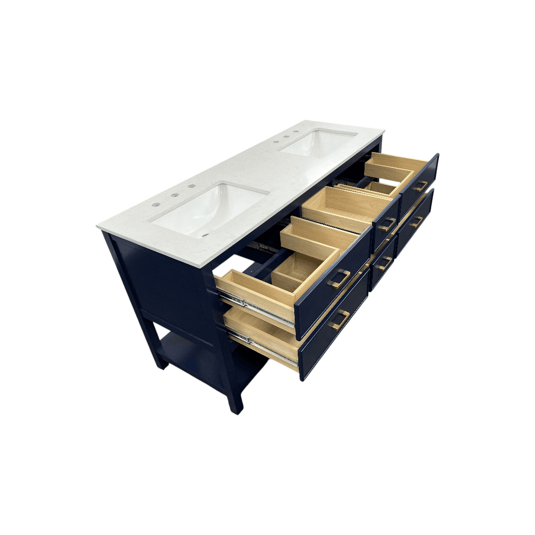Latitude Run Brooks Double Bathroom Vanity with Marble Top - Thumbnail 12