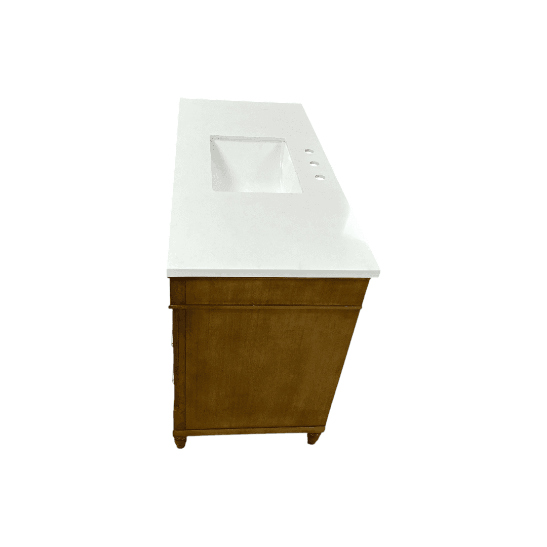 OVE Decors Salisbury Single Sink Freestanding Almond Latte Bathroom Vanity With White Engineered Marble Top - Thumbnail 8