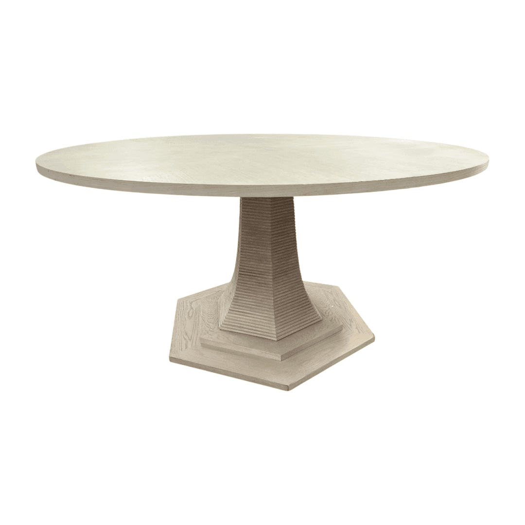 Maitland Smith Oak Round Solid Wood Dining Table - Thumbnail 4