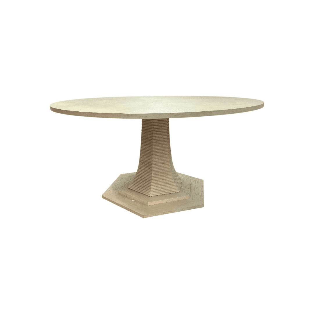 Maitland Smith Oak Round Solid Wood Dining Table - Thumbnail 8