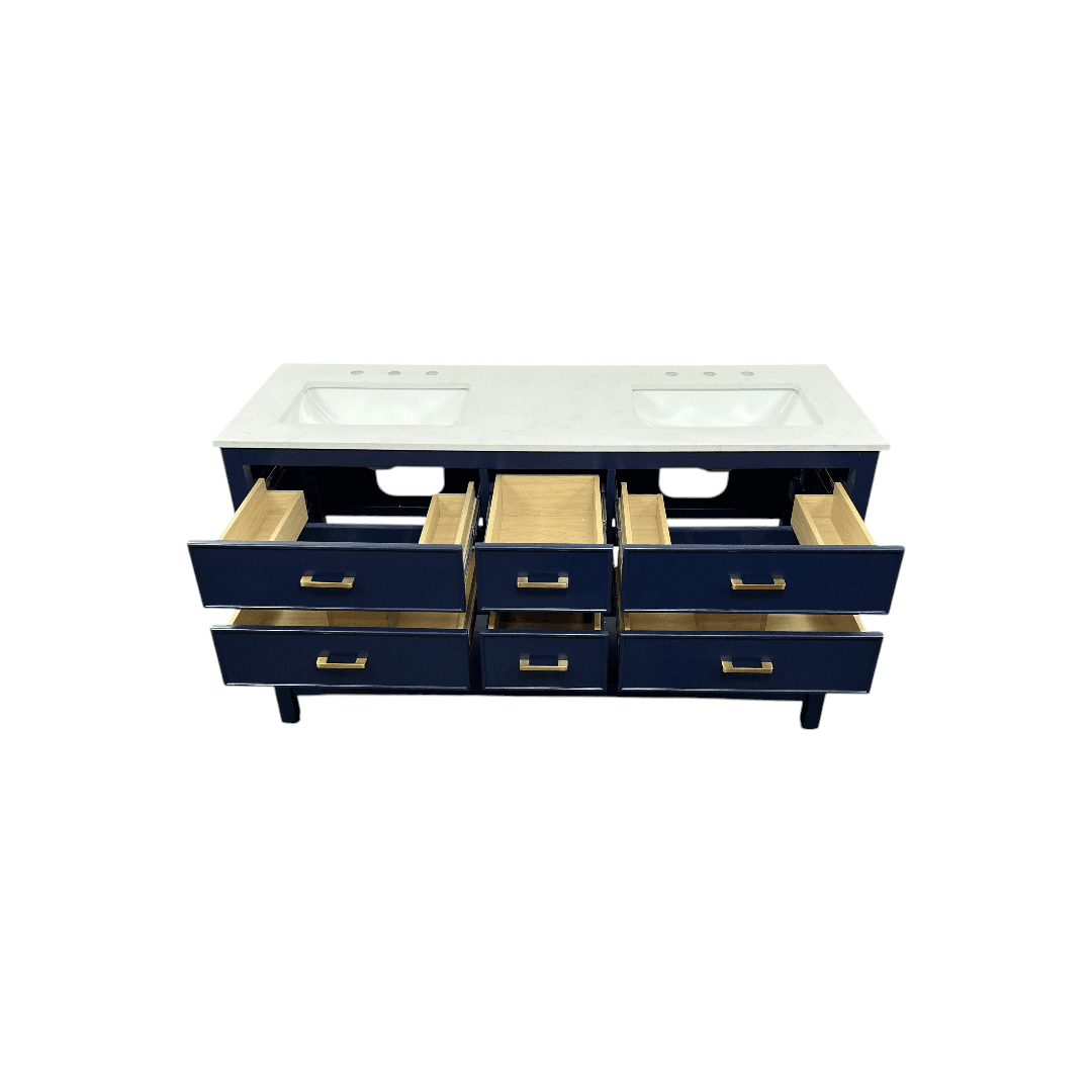 Latitude Run Brooks Double Bathroom Vanity with Marble Top - Thumbnail 10