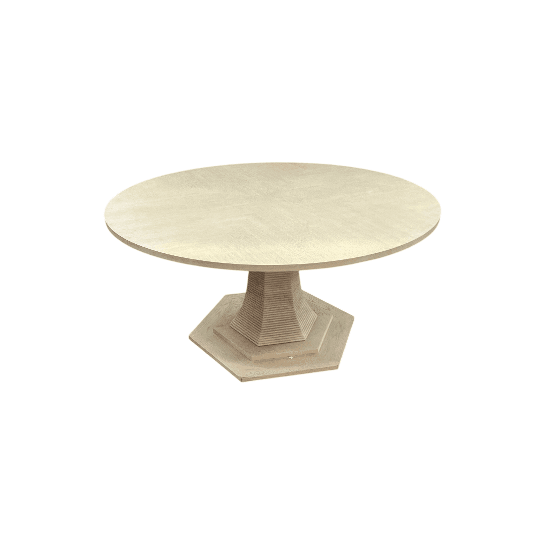 Maitland Smith Oak Round Solid Wood Dining Table - Thumbnail 7