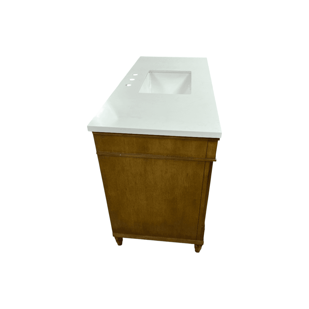OVE Decors Salisbury Single Sink Freestanding Almond Latte Bathroom Vanity With White Engineered Marble Top - Thumbnail 14