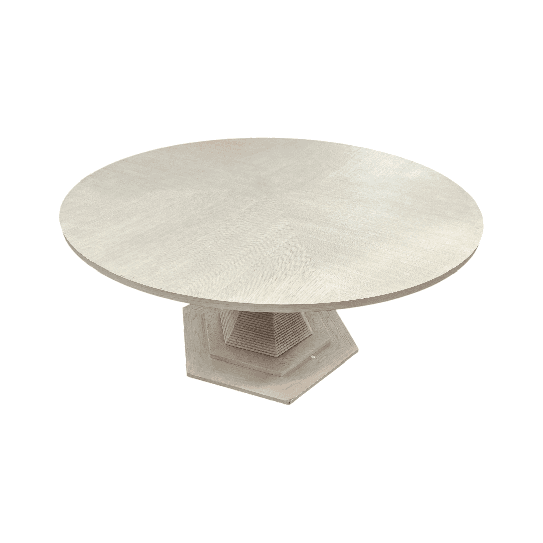Maitland Smith Oak Round Solid Wood Dining Table - Thumbnail 5
