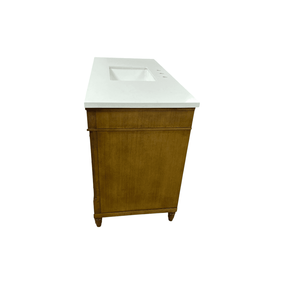 OVE Decors Salisbury Single Sink Freestanding Almond Latte Bathroom Vanity With White Engineered Marble Top - Thumbnail 7
