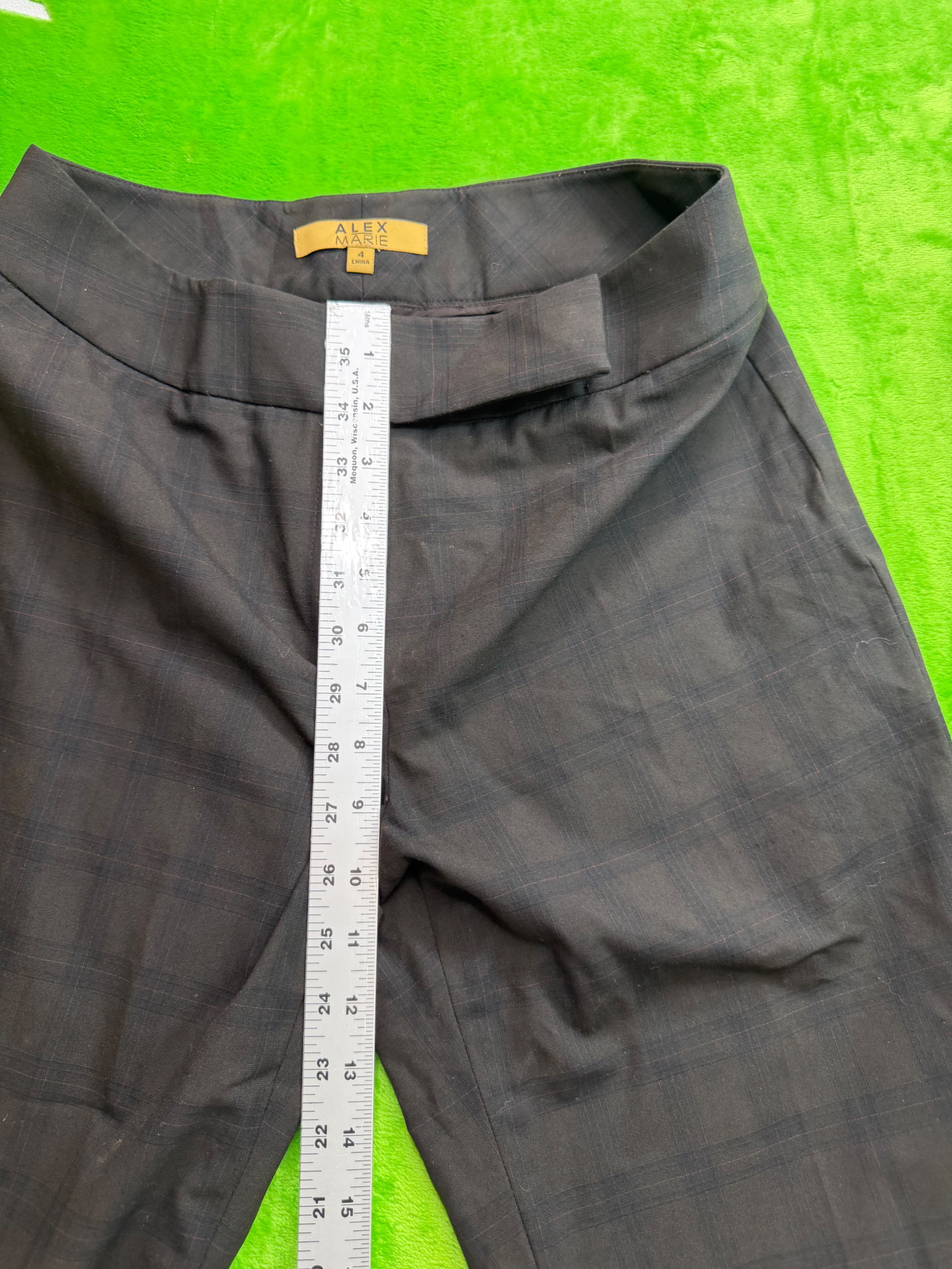 Alex Marie Flare Dress Pants Windowpane Plaid Black Sz 4 - Thumbnail 8