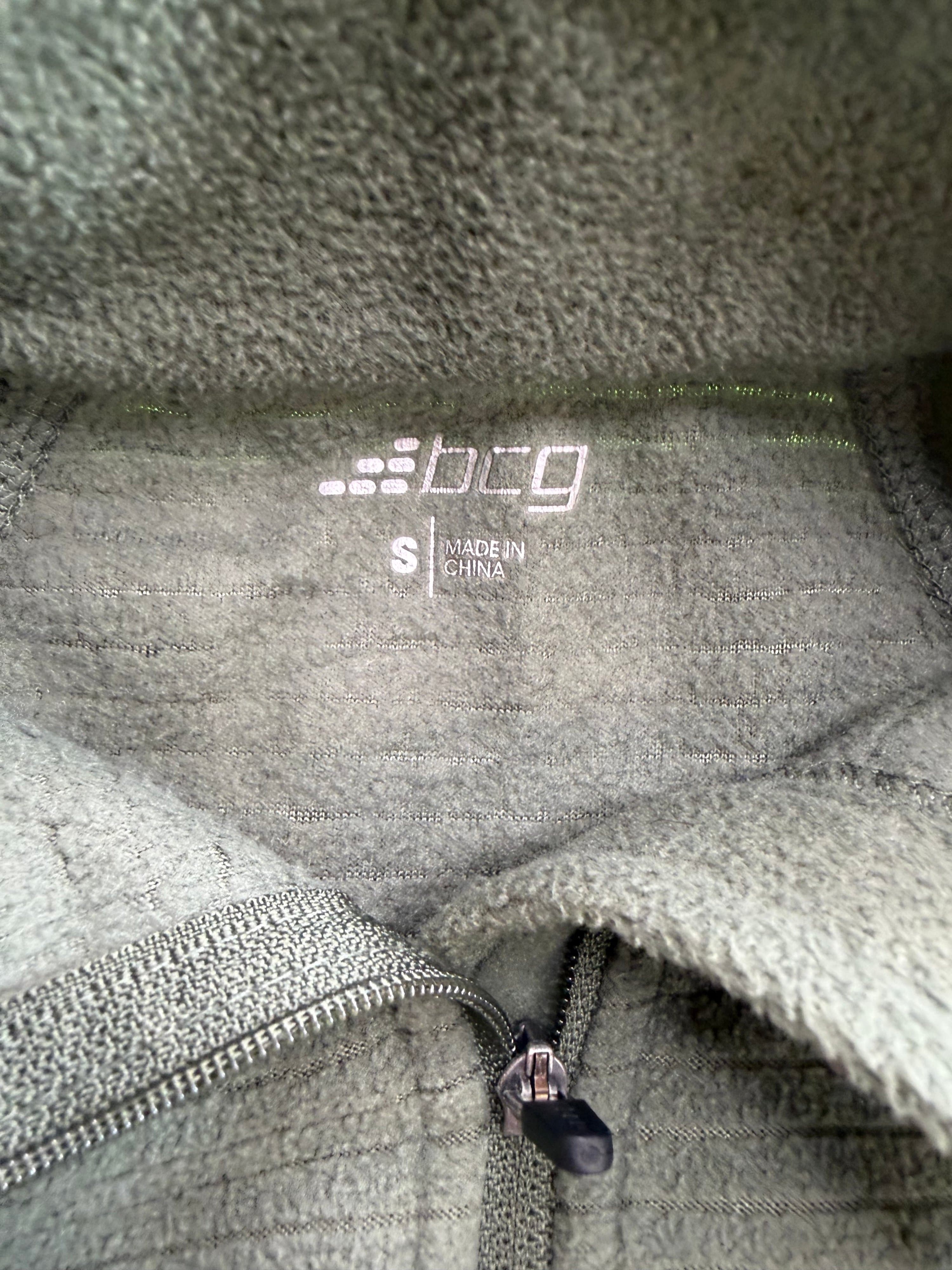 BCG Women Quarter Zip Fleece Pullover Ribbed Charcoal Gray Sz S - Thumbnail 3
