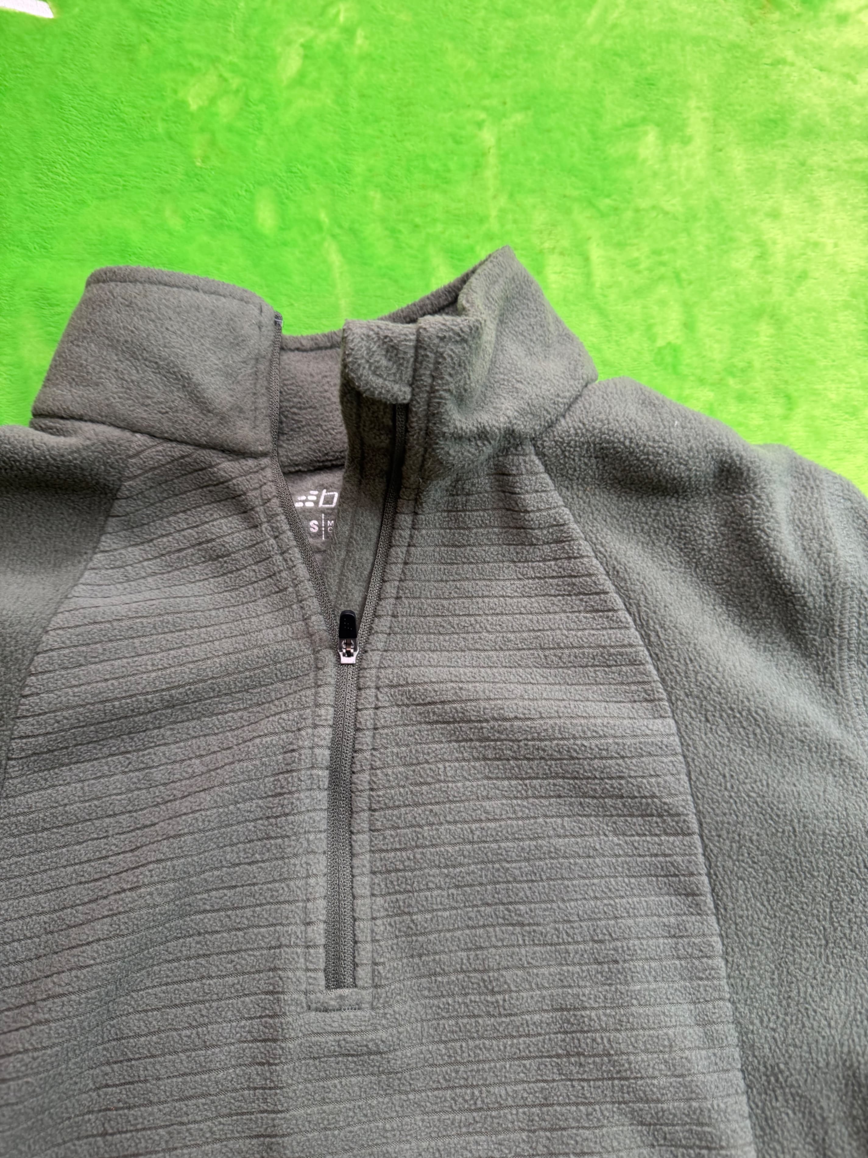 BCG Women Quarter Zip Fleece Pullover Ribbed Charcoal Gray Sz S - Thumbnail 5