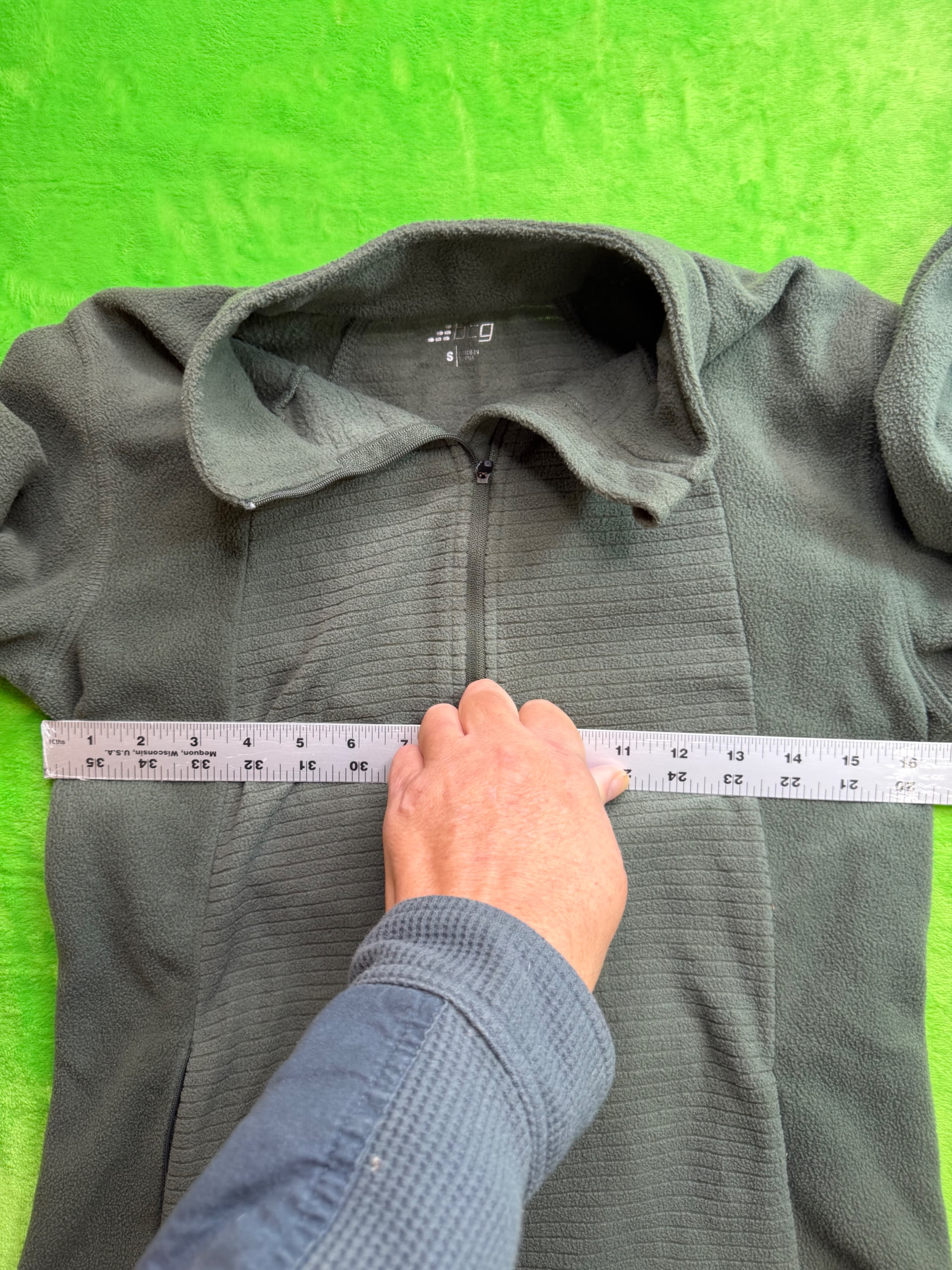 BCG Women Quarter Zip Fleece Pullover Ribbed Charcoal Gray Sz S - Thumbnail 6