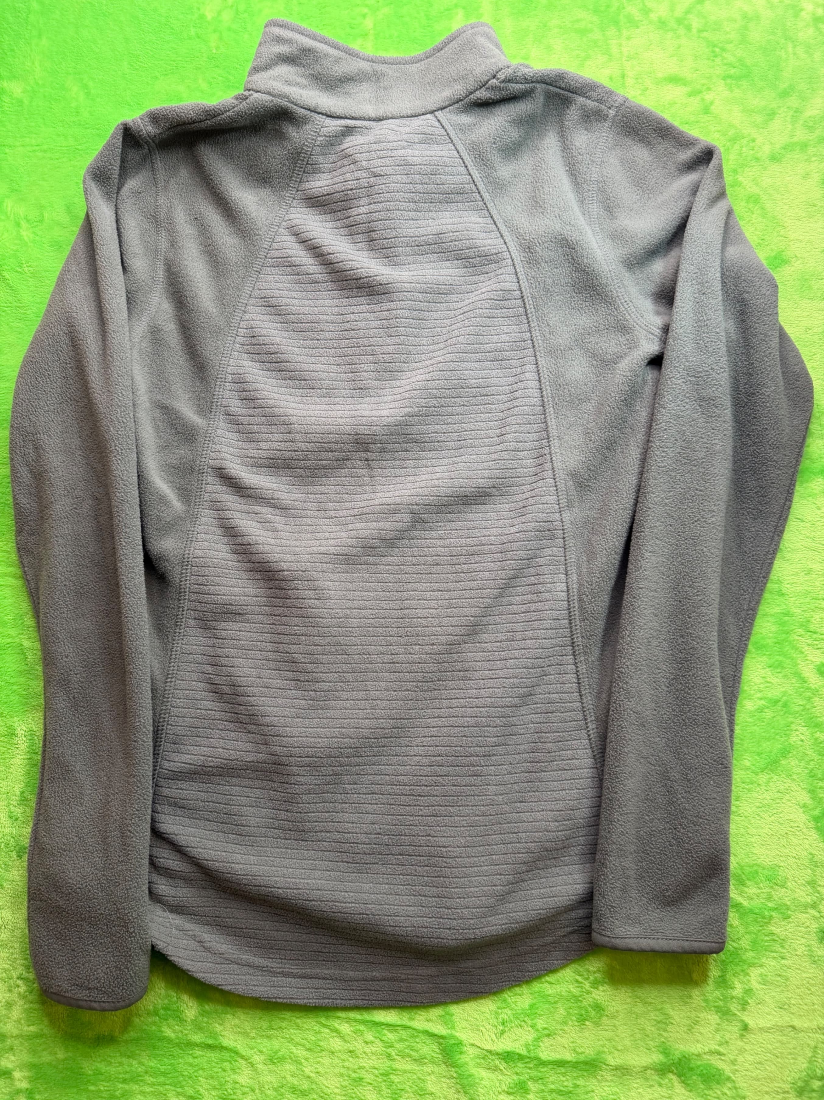 BCG Women Quarter Zip Fleece Pullover Ribbed Charcoal Gray Sz S - Thumbnail 2