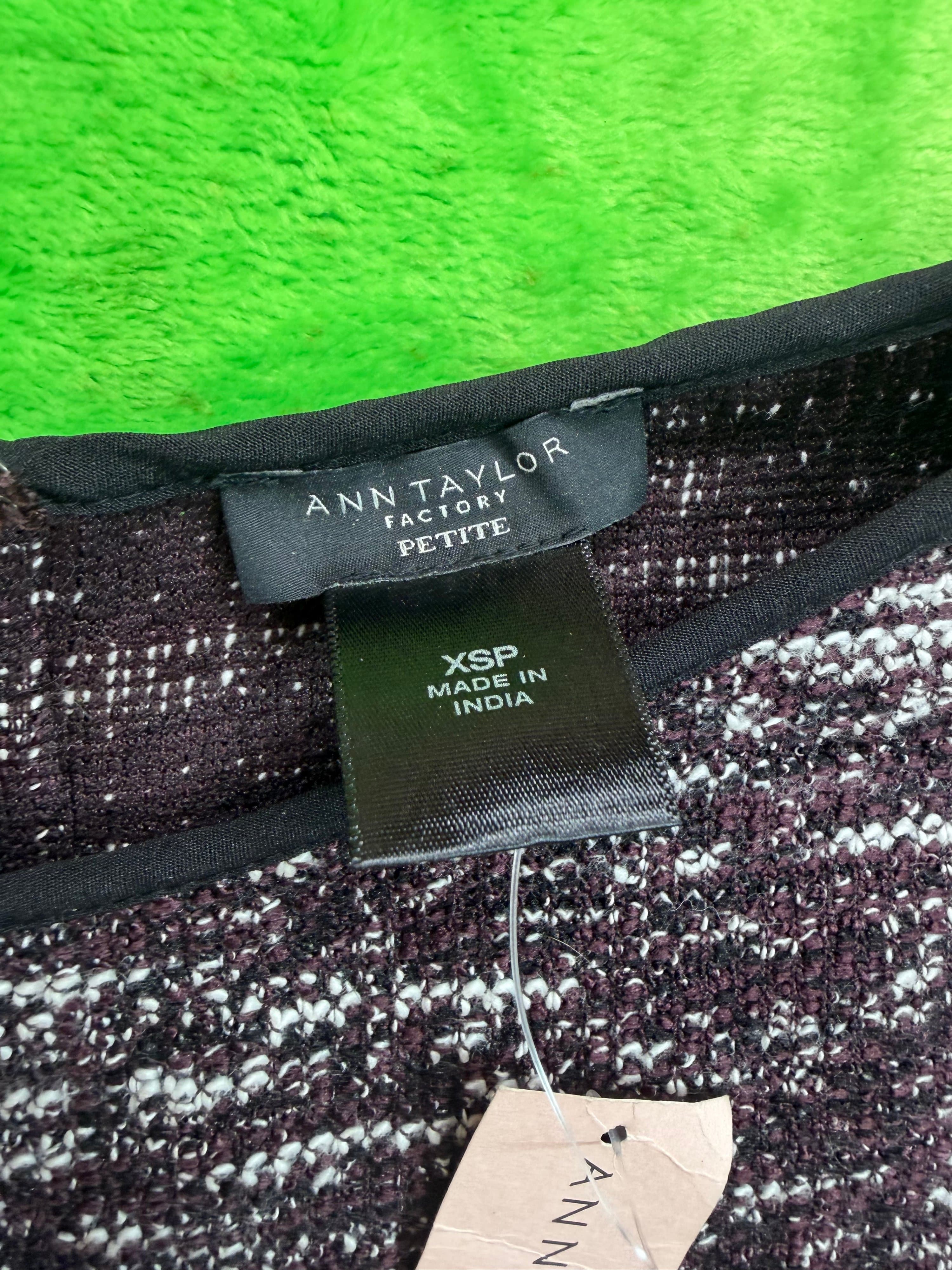 Ann Taylor Factory Petite Tweed Shift Dress NWT Sz XSP Plum - Thumbnail 3