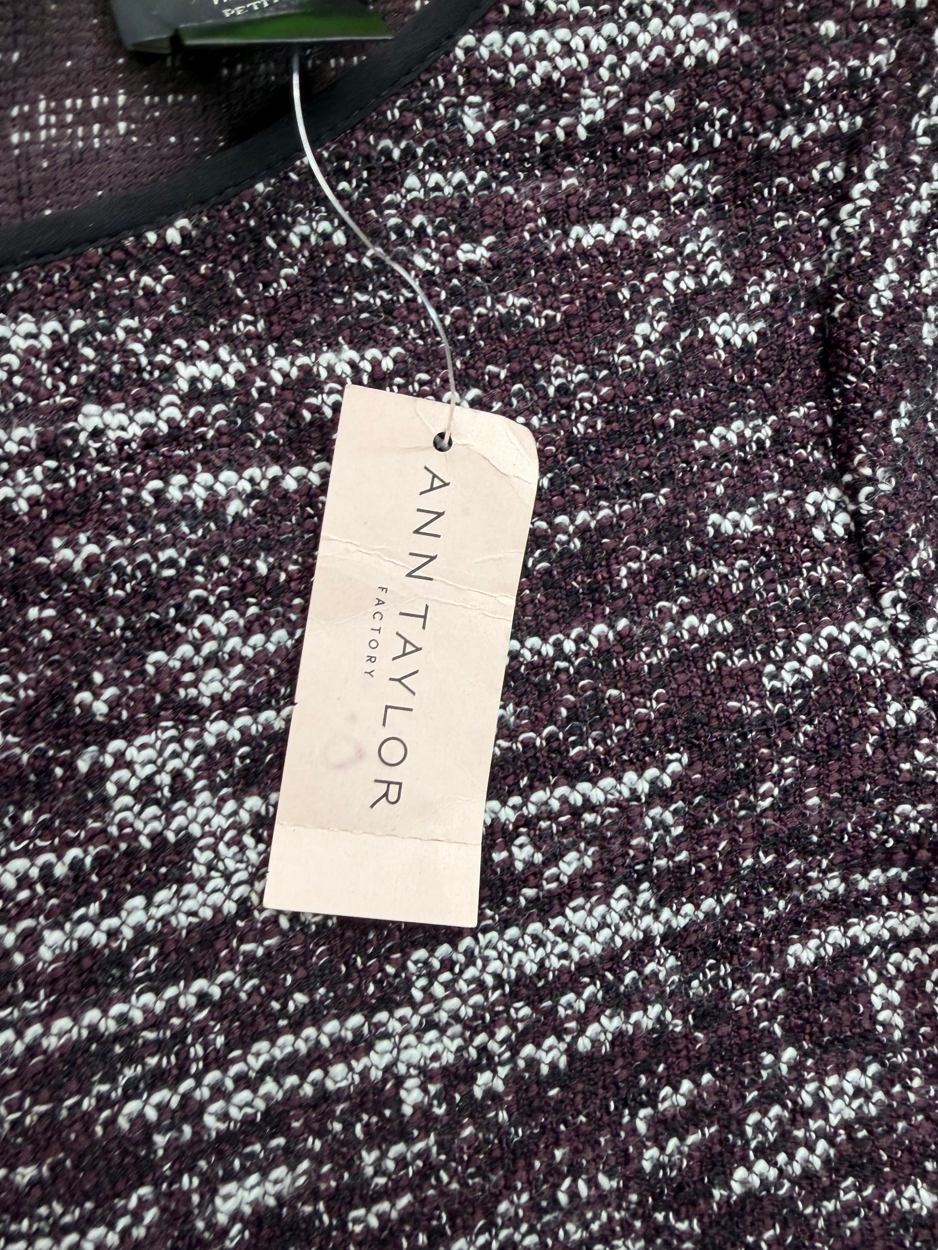 Ann Taylor Factory Petite Tweed Shift Dress NWT Sz XSP Plum - Thumbnail 4