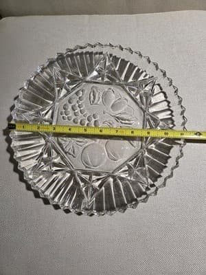 Vintage Federal Glass Pioneer Clear Fruit Pattern 3 Piece Platter Berry Bowl Set - Thumbnail 7