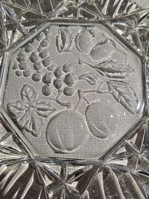 Vintage Federal Glass Pioneer Clear Fruit Pattern 3 Piece Platter Berry Bowl Set - Thumbnail 2