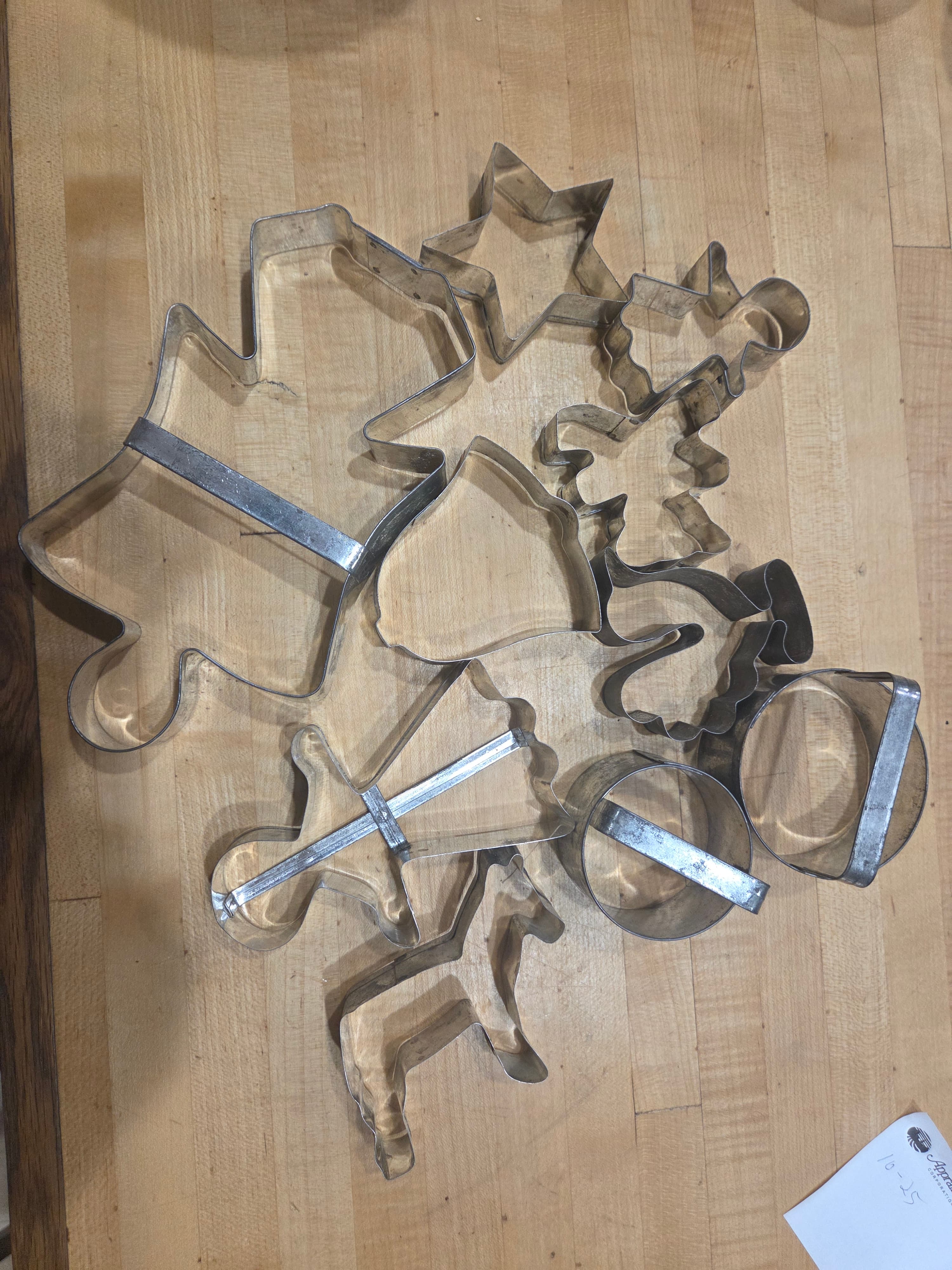Lot of 10 Vintage Tin Cookie Cutters - Christmas Shapes with Strap Handles