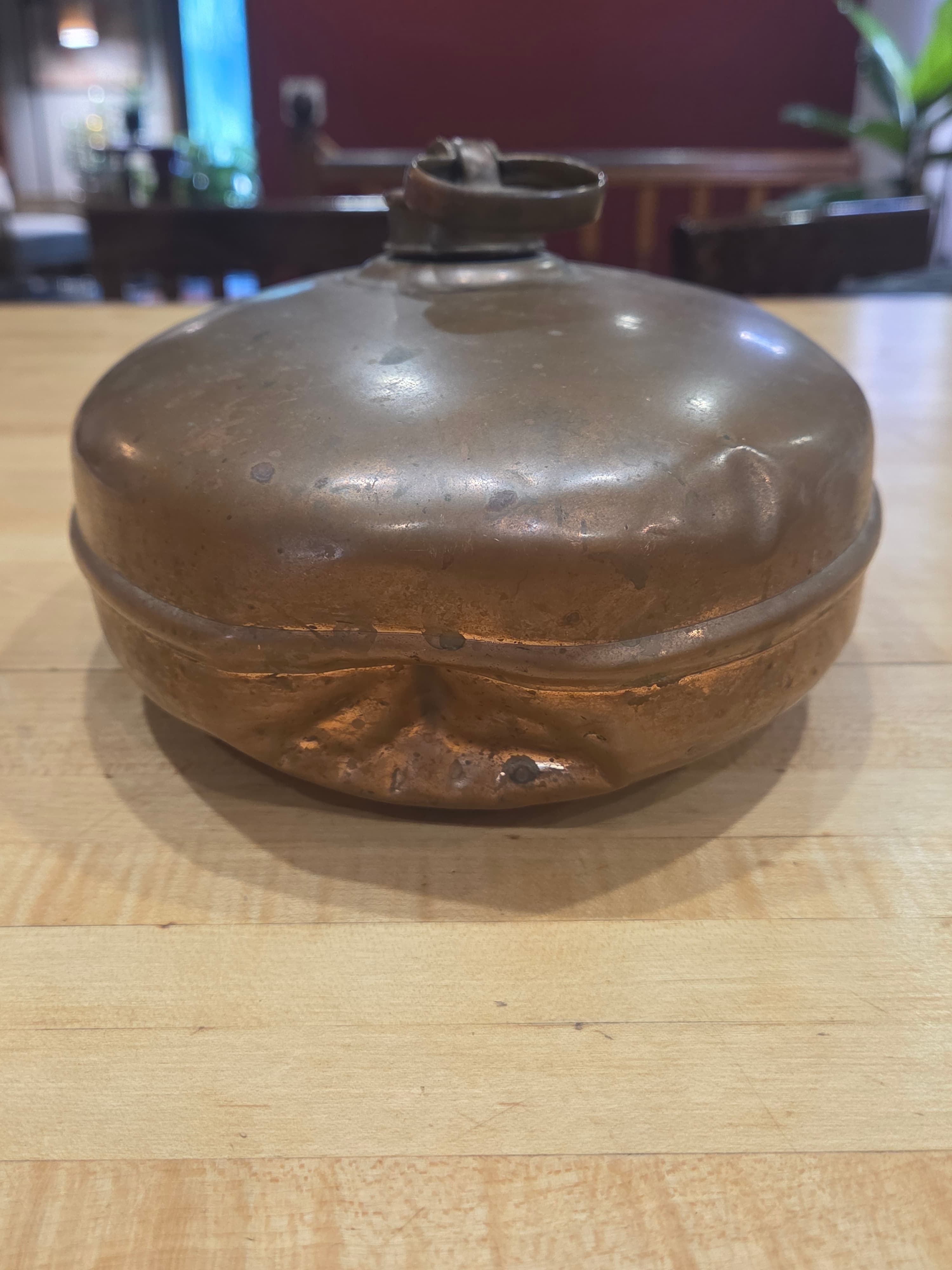 Vintage Copper Canteen & Hot Water Bottle - Antique, Dented, Non-Functional
