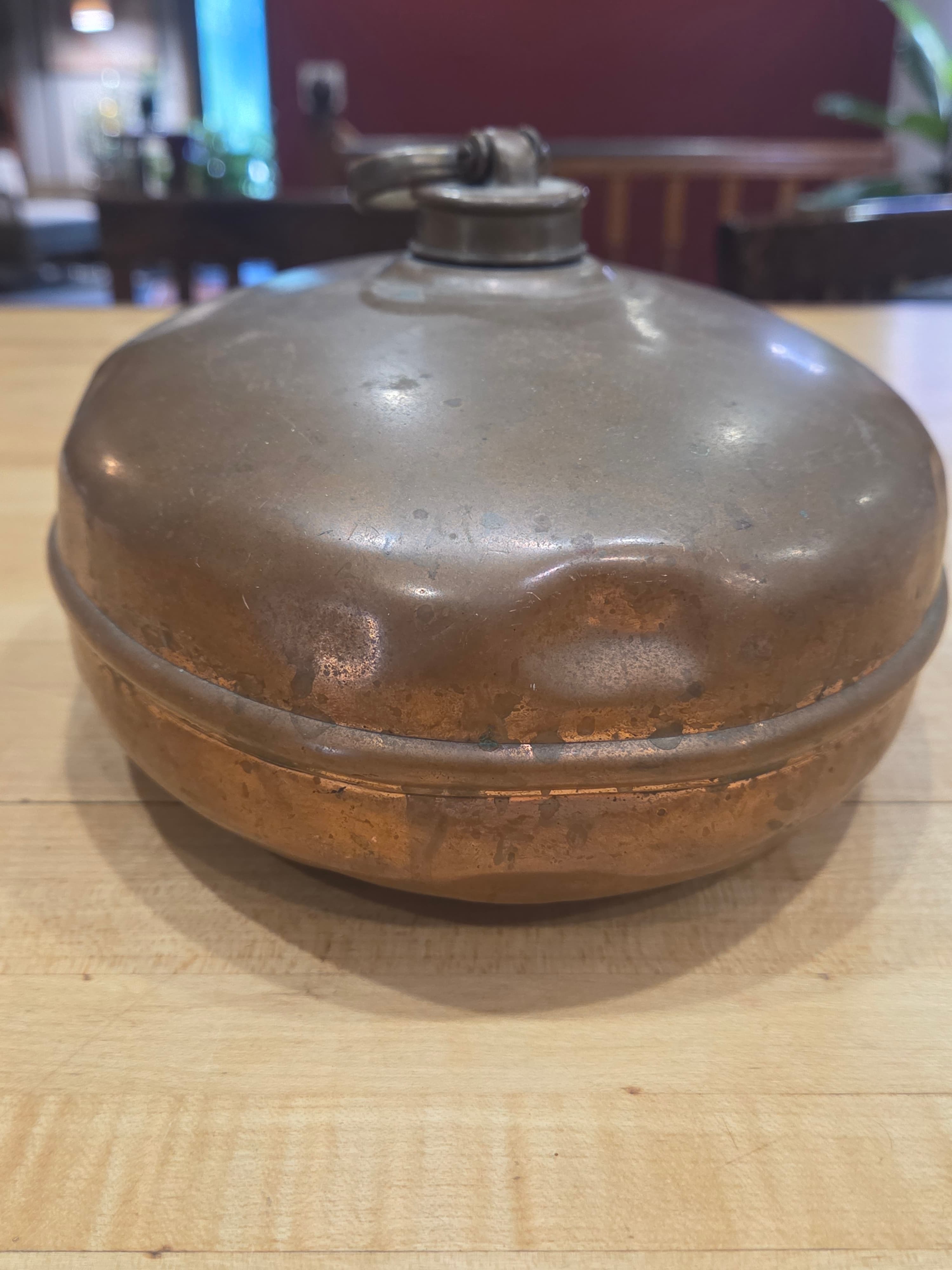 Vintage Copper Canteen & Hot Water Bottle - Antique, Dented, Non-Functional - Thumbnail 2