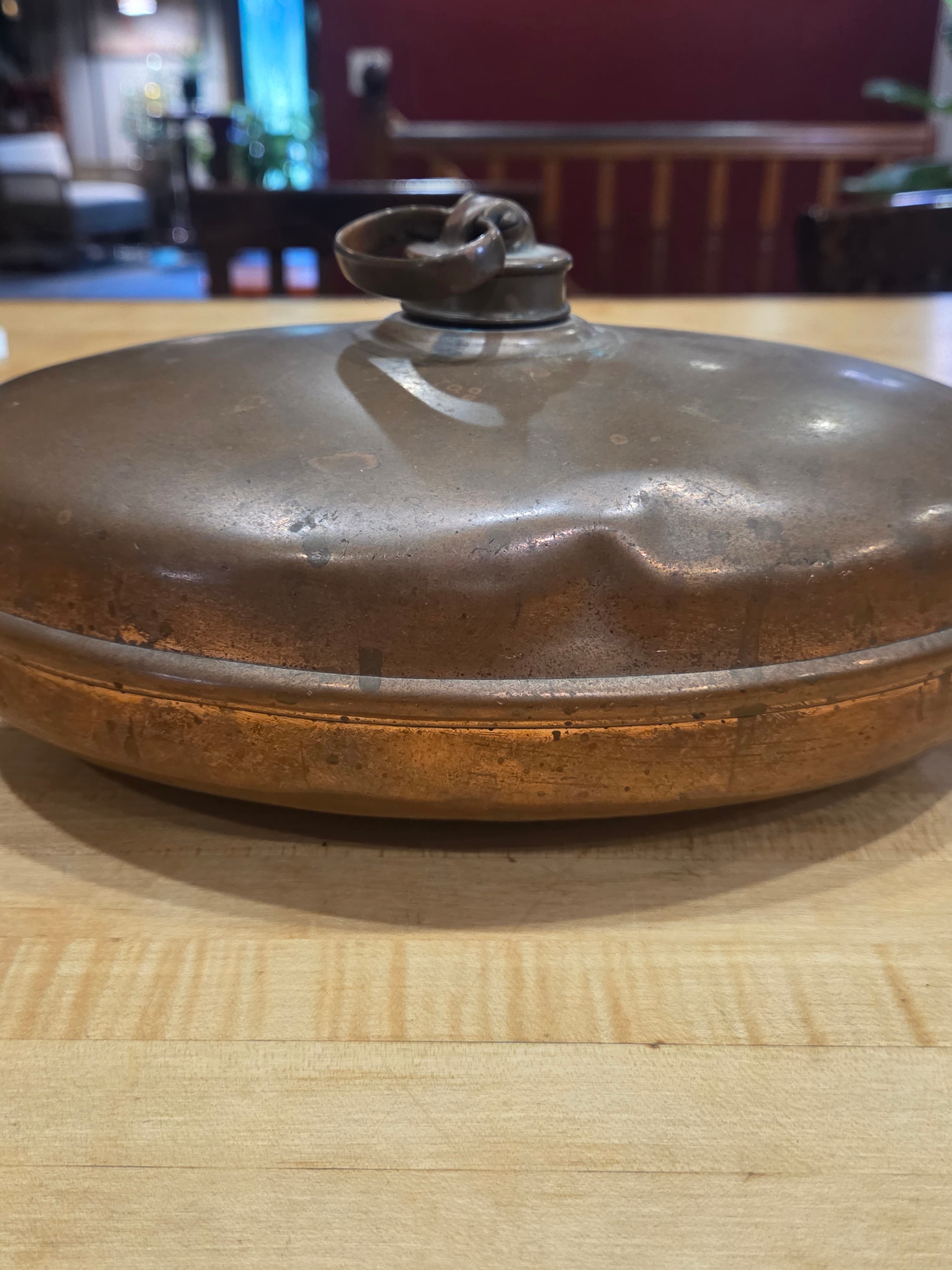 Vintage Copper Canteen & Hot Water Bottle - Antique, Dented, Non-Functional - Thumbnail 4