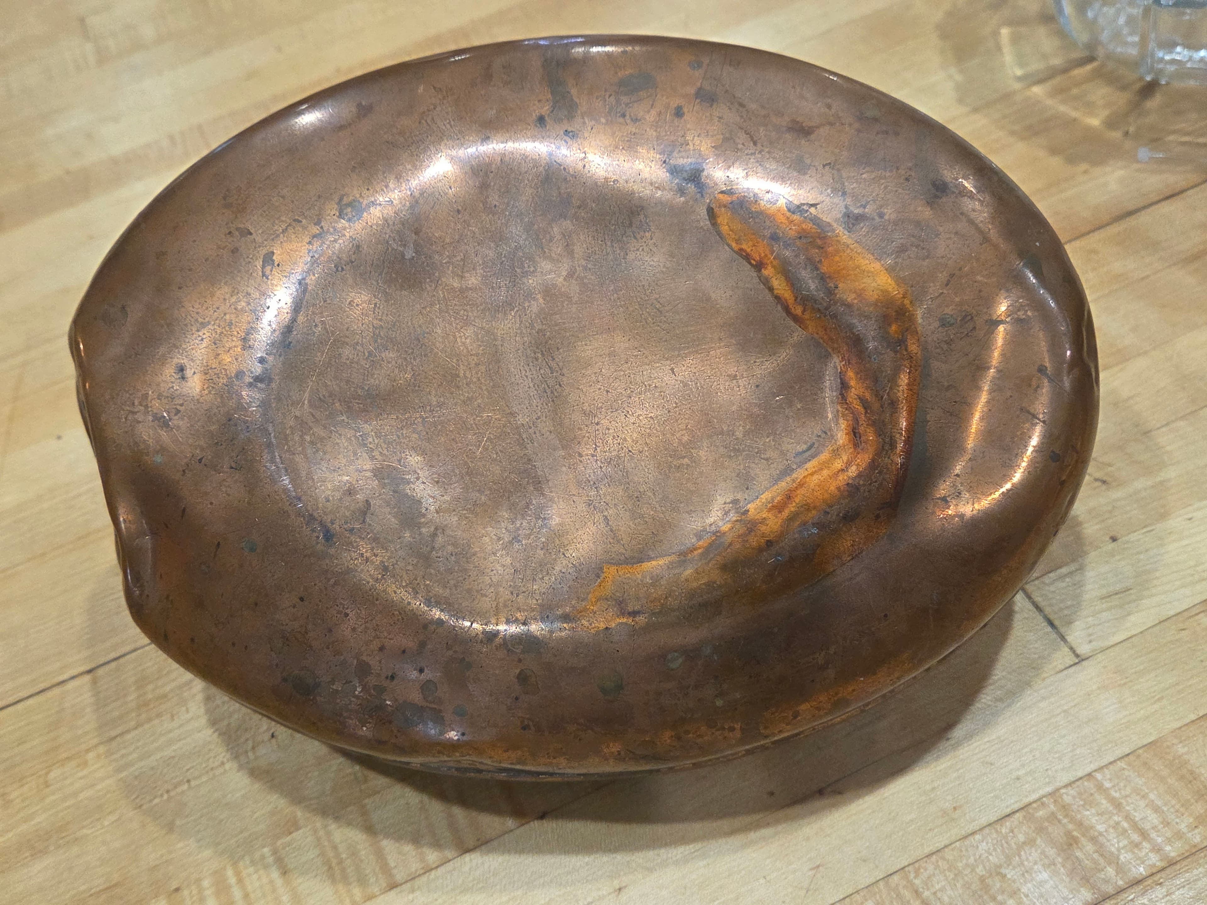 Vintage Copper Canteen & Hot Water Bottle - Antique, Dented, Non-Functional - Thumbnail 7