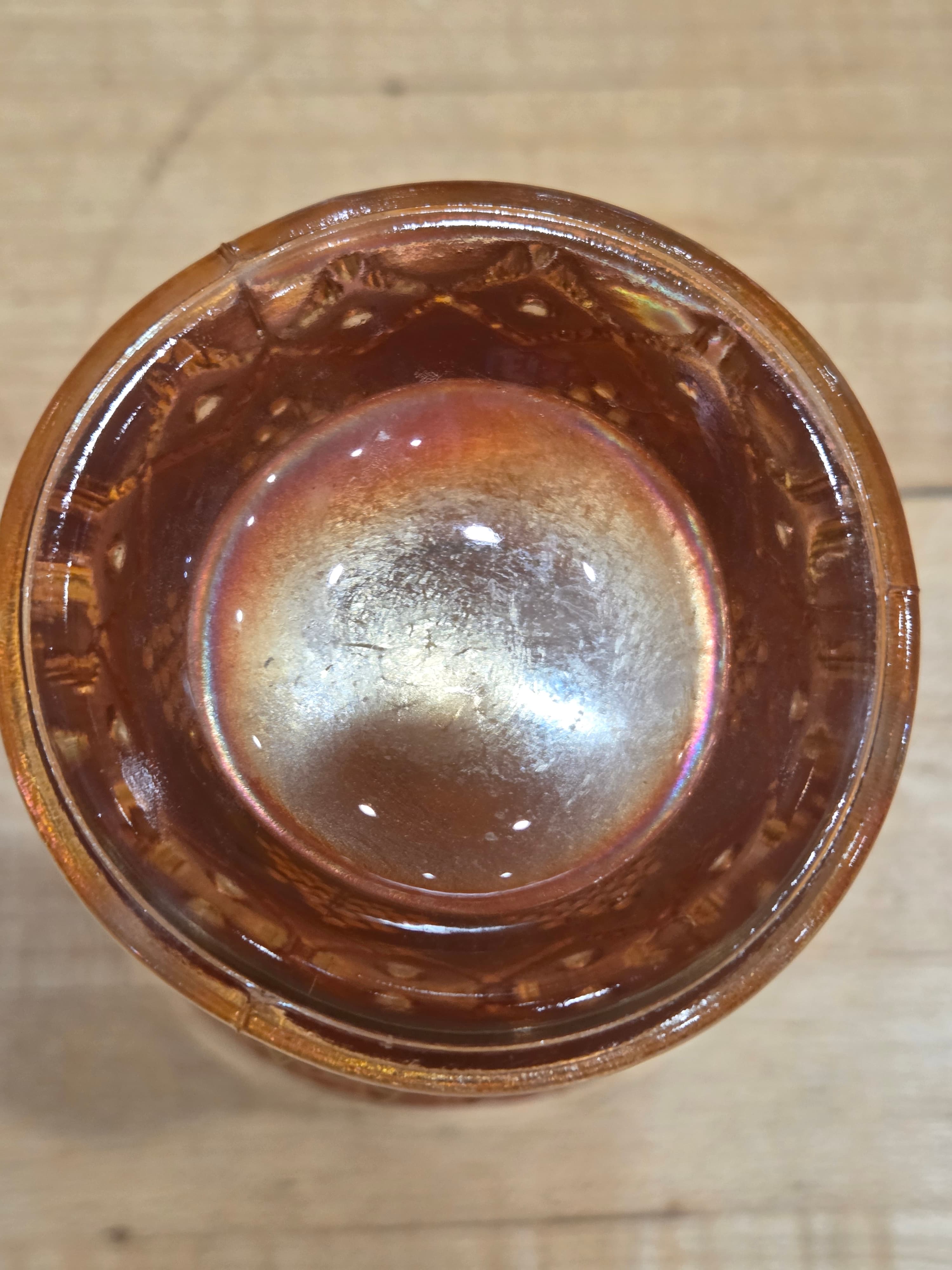 Fenton Vintage Marigold Carnival Glass Lattice Grape Flat Tumbler Water Glass - Thumbnail 3