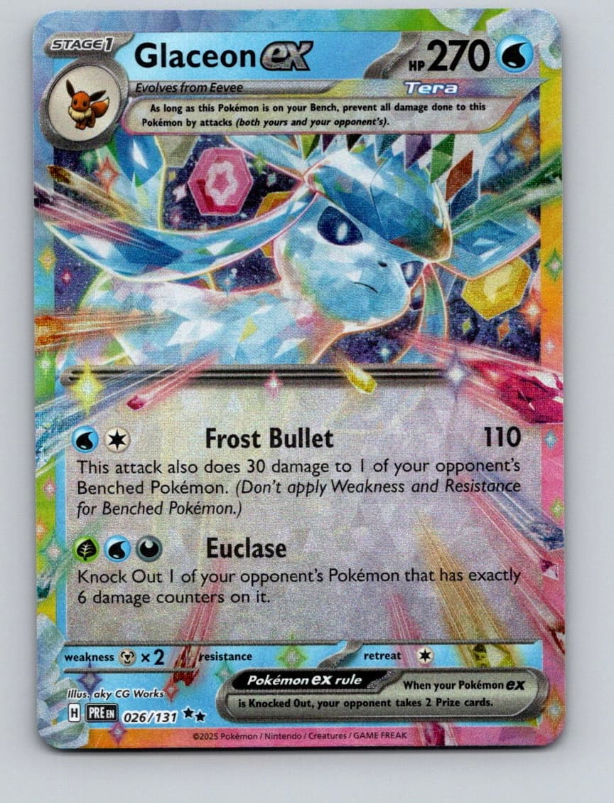 Glaceon ex - - PRE SV: Prismatic Evolutions #026/131 Double Rare Holo NM