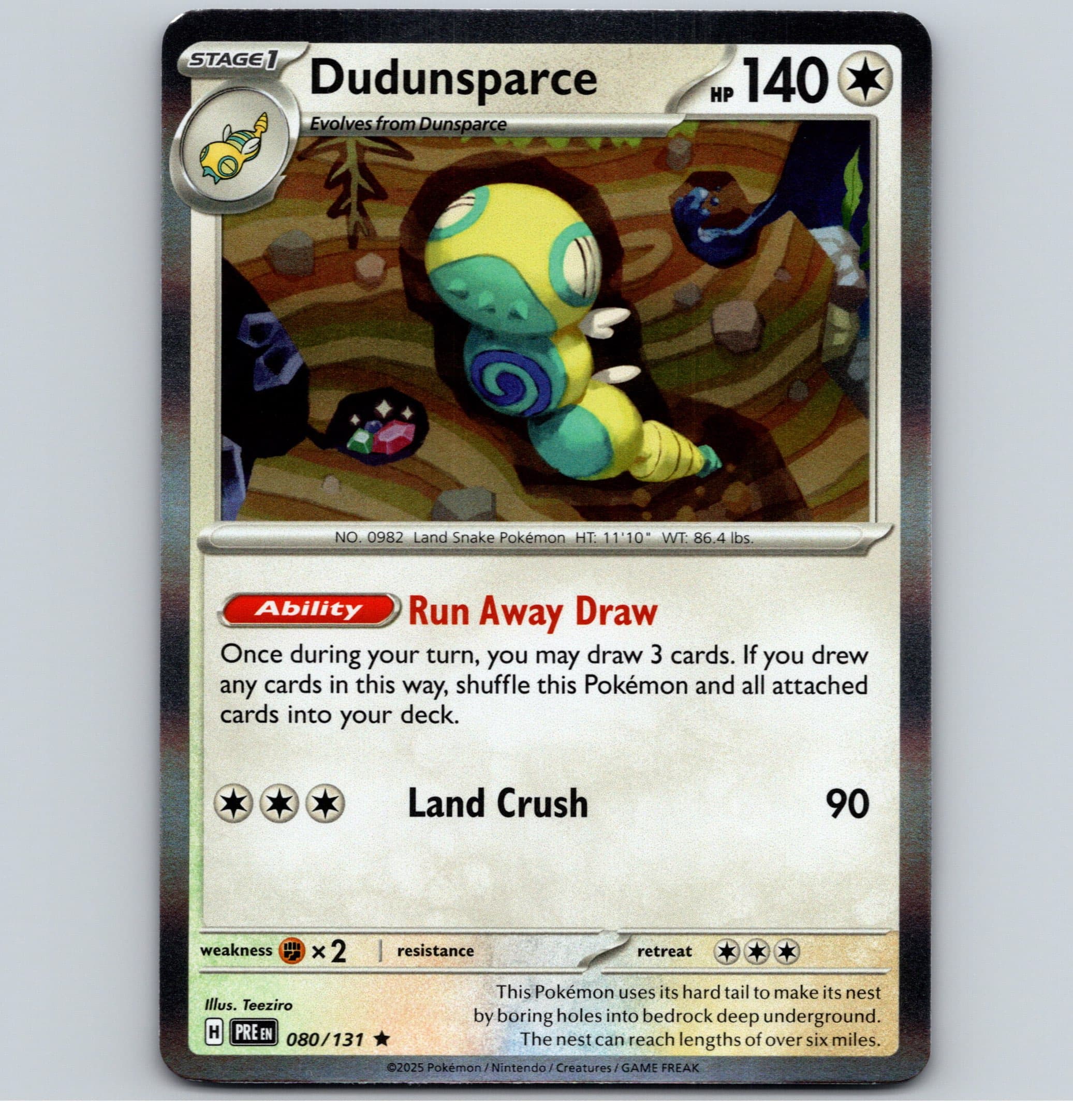 Dudunsparce - PRE SV: Prismatic Evolutions #080/131 Rare Reverse Holo NM