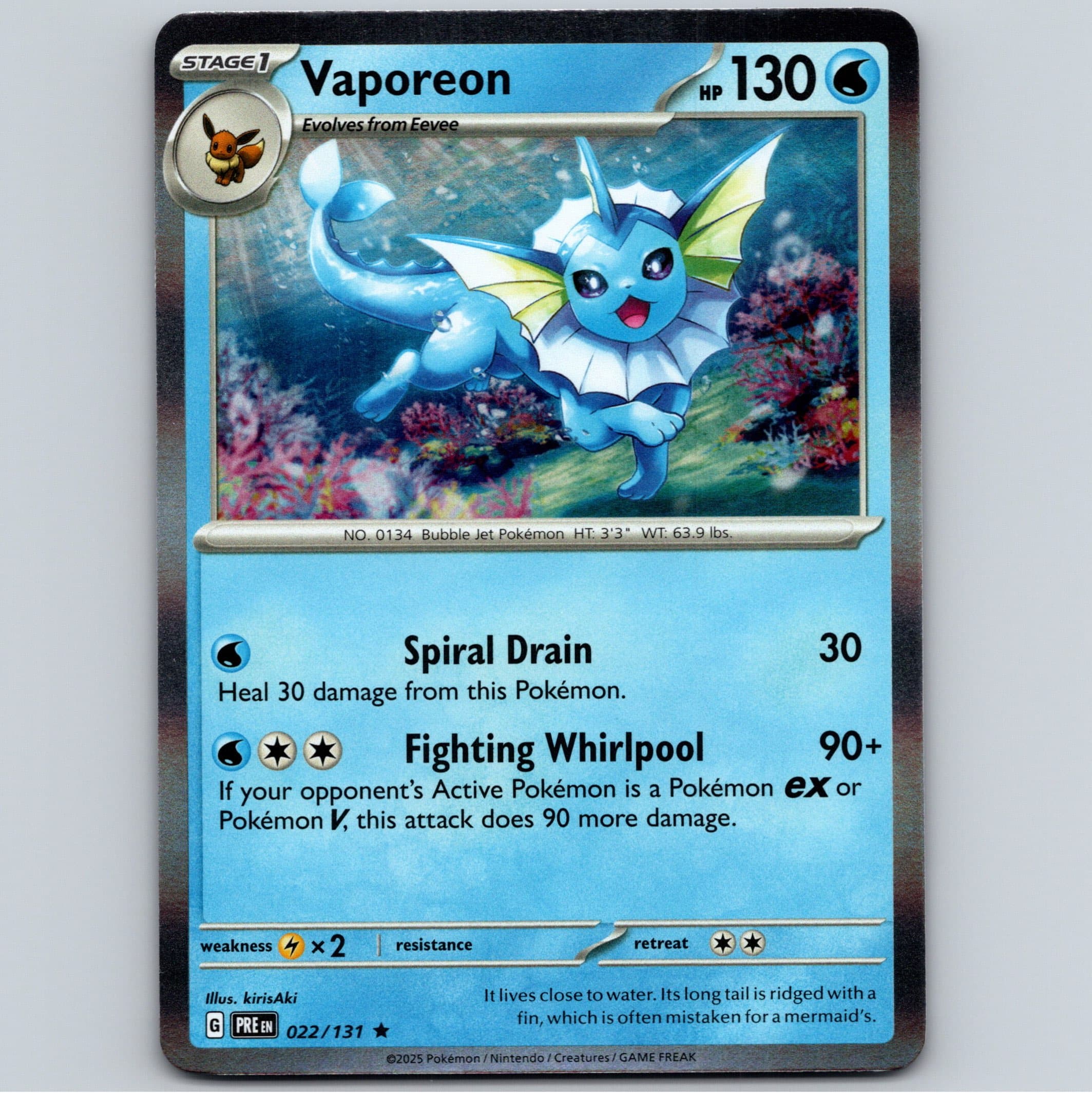 Vaporeon - PRE SV: Prismatic Evolutions #022/131 Rare Reverse Holo NM