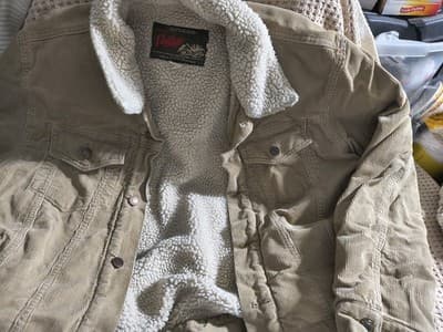 Old Navy Vintage Beige Sherpa Lined Corduroy Men's Casual Basic Jacket Size M - Thumbnail 3