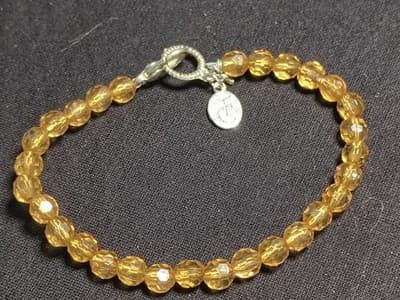 Yellow Glass Bead Christian Rosary Bracelet with Religious Charm - Thumbnail 2