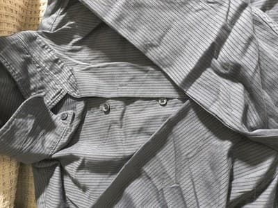 Van Heusen Men's Gray Striped Collared Dress Shirt L 16-16.5 Long Sleeve - Thumbnail 2