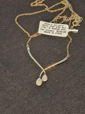 Kohl's 18K Gold Over Sterling Silver 0.10ctw Pear Diamond Pendant Necklace - Thumbnail 2