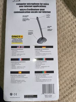 Cyber Acoustics CVL-1064 Wired Noise-Cancelling Microphone Gray w/ Mute & Stand - Thumbnail 2