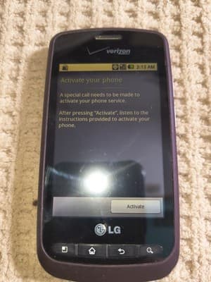 LG Verizon Smartphone Bar Style Purple 3.2 MP Camera Mobile Phone