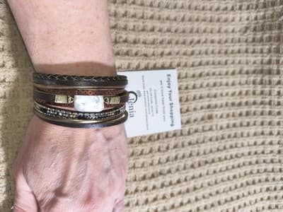 Jenia Multi-Strand Leather Bracelet with Magnetic Closure, Adjustable, Brown - Thumbnail 2
