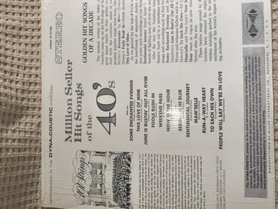 101 Strings Million Seller Hit Songs of the 40's LP Vinyl 12" 33 RPM Stereo - Thumbnail 2