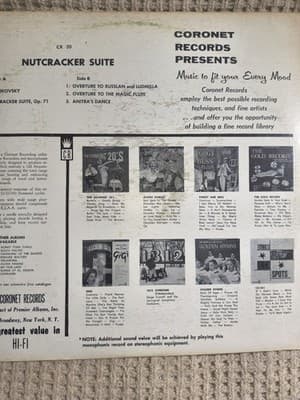 Tchaikovsky Nutcracker Suite Coronet LP Vinyl Homburg State Symphony 12" 33 RPM - Thumbnail 2