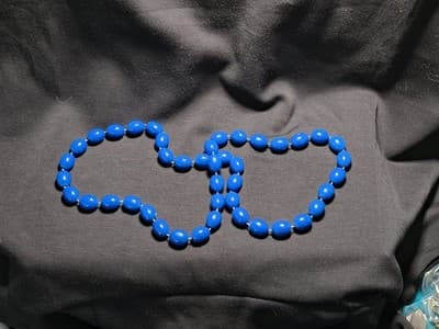 Blue Plastic Beaded Necklace Ball Bead Chain Tie Closure Fashion Jewelry