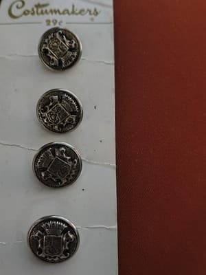 Costumakers Etched Metal Round Sewing Buttons Silver Black Set - Thumbnail 2