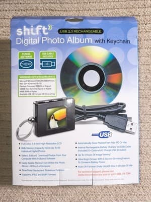 shift3 Digital Photo Album Keychain 1.4in LCD USB 2.0 8MB Black Rechargeable - Thumbnail 2