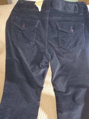 Dockers Women's Navy Blue Corduroy Bootcut Pants Button Accent Pockets - Thumbnail 4
