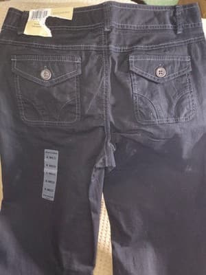 Dockers Women's Black Cotton Spandex Pants Button Zip Flat Front Solid - Thumbnail 4
