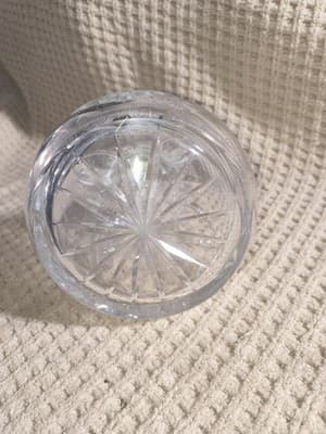 Clear Glass Decanter with Metal Collar and Stopper, Cut Glass Barware Set - Thumbnail 3