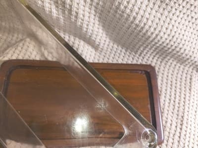 Rectangular Glass and Wood Serving Tray with Lid, Clear & Brown - Thumbnail 3