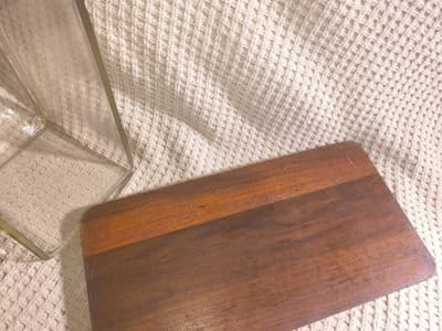 Rectangular Glass and Wood Serving Tray with Lid, Clear & Brown - Thumbnail 4