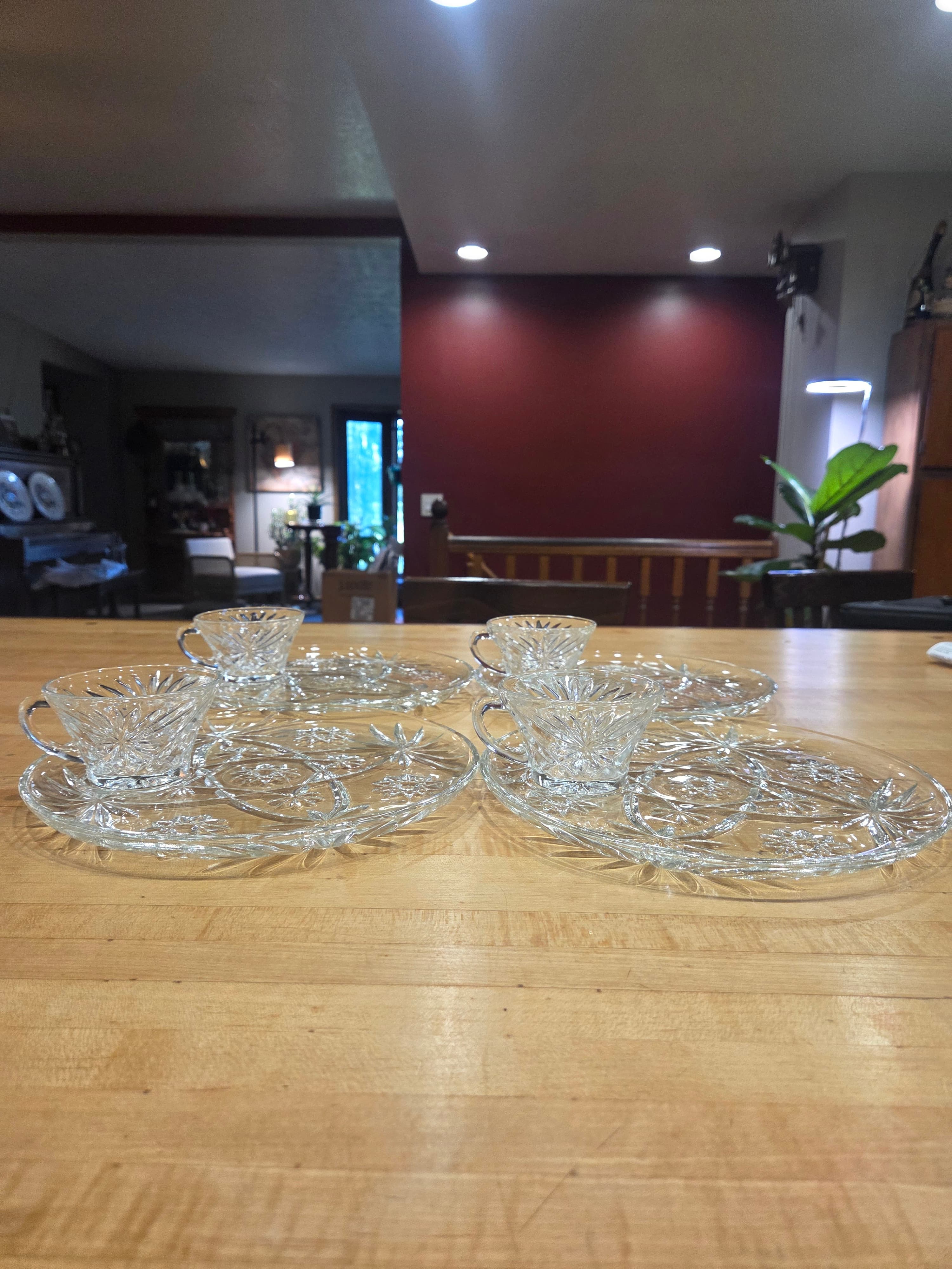 Vintage Anchor Hocking Prescut Clear Star of David 8 Piece Snack Set - Thumbnail 2