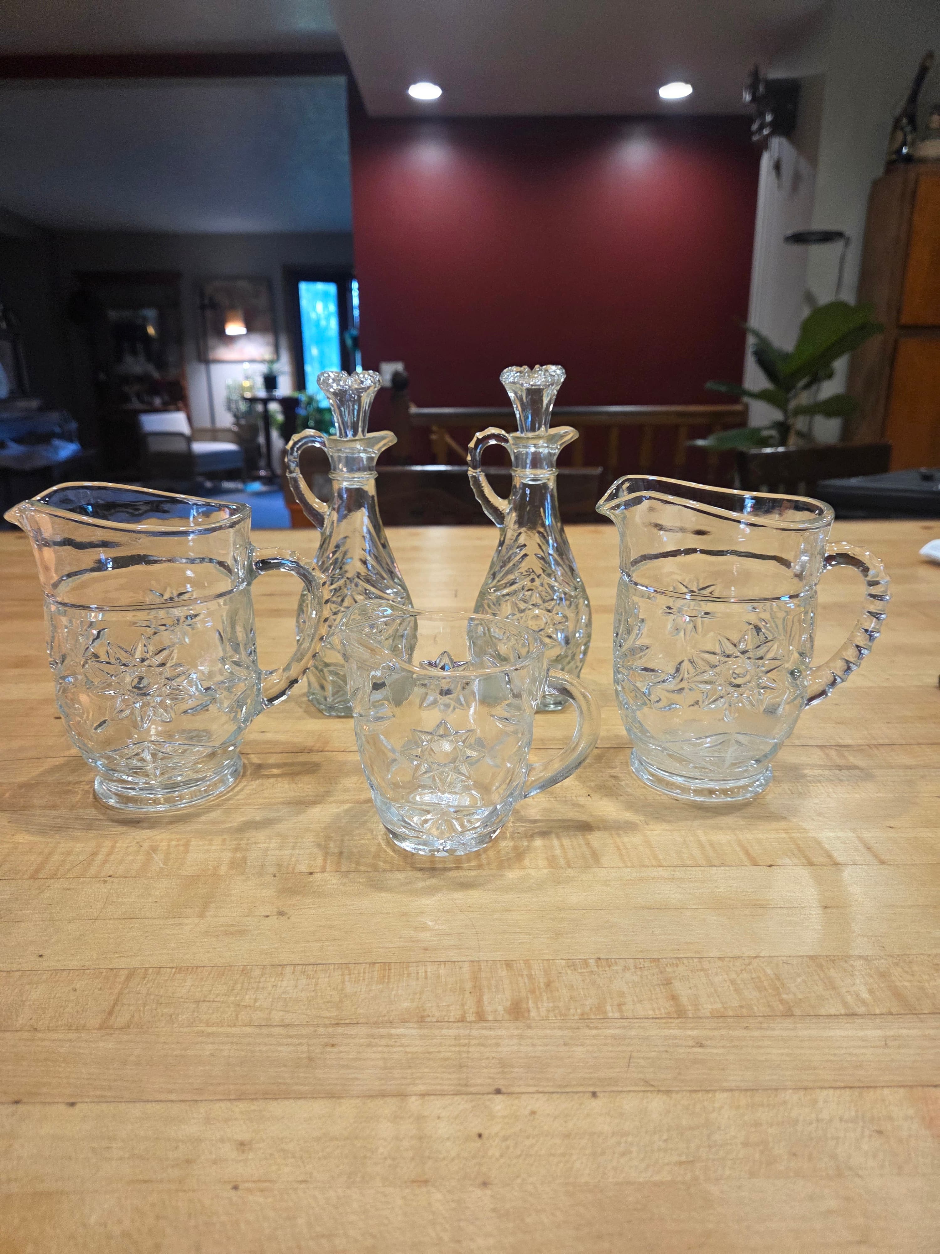 Vintage Anchor Hocking EAPC Star of David 5 Piece Table Serving Set